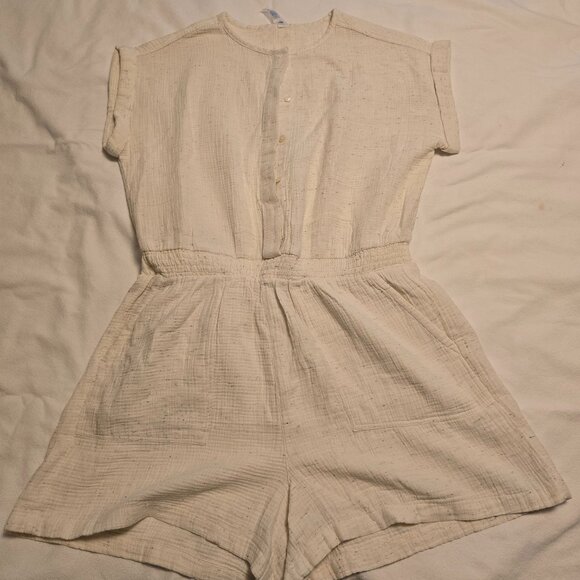 Lou & Grey Pants - Lou & Grey Cream Casual Romper with Raglan Sleeves